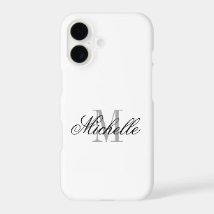 Personalized elegant monogram white