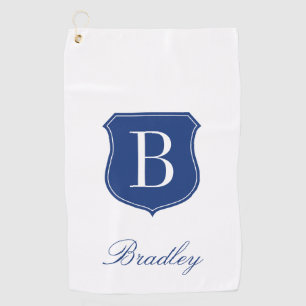 Personalized elegant name monogram blue and white golf towel