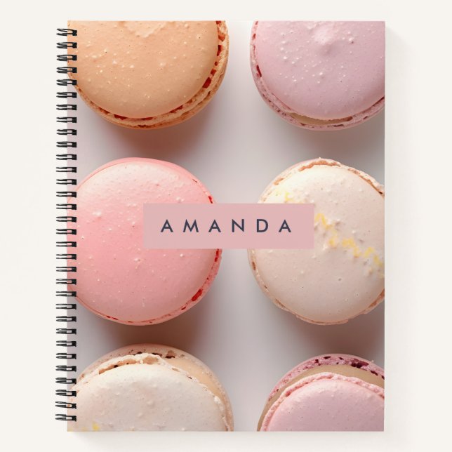 Personalized Elegant Pastel Macaron  Notebook (Front)