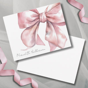 Personalized Elegant Pink Bow Thank You Card