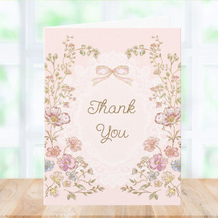 Personalized Elegant Pretty Vintage Flowers Floral Thank You Card