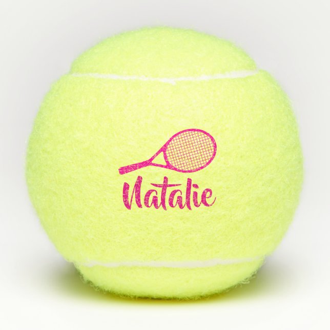 Personalized Elegant Script Name  Tennis Balls (Front)