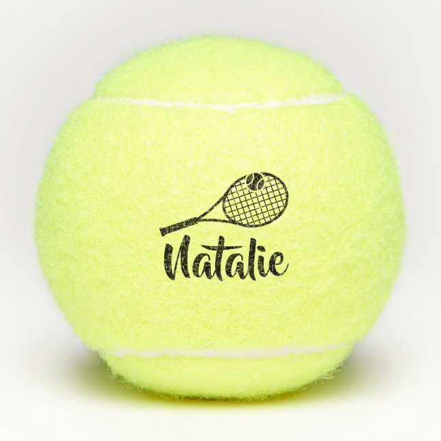 Personalized Elegant Script Name  Tennis Balls (Front)