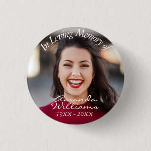 Personalized Elegant Script Photo Memorial Buttons