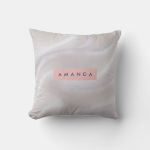 Personalized Elegant Shimmer White Satin Cushion