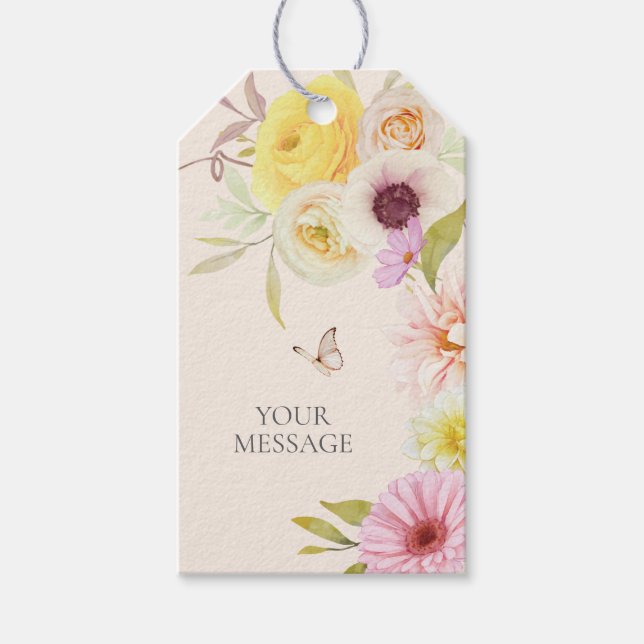 Personalized Elegant Spring Flowers Gift Tag (Front)