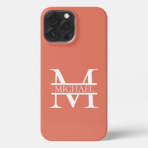 Personalized Elegant Terracotta Monogram and Name iPhone 13 Pro Max Case