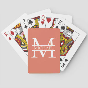 Personalized Elegant Terracotta Monogram and Name Playing Cards