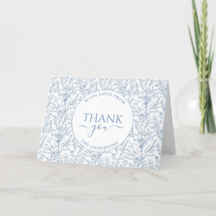 Personalized Elegant Toile Blue Wedding Thank Yous Thank You Card