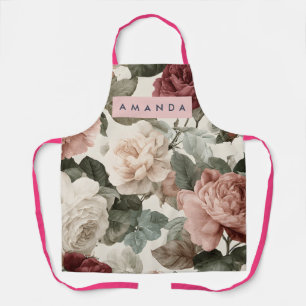 Personalized Elegant Victorian Roses in Blush Apron