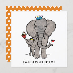 Personalized Elephant and Baby Birthday Invitation