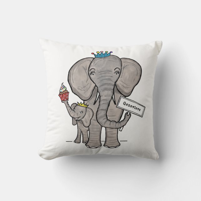 Personalized Elephant and Baby Cushion (Front)