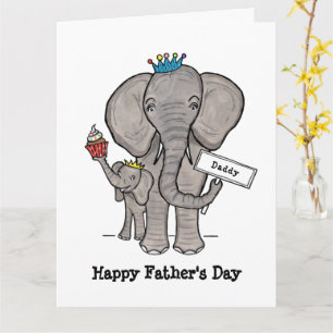 Personalized Elephant and Baby Father's Day Card