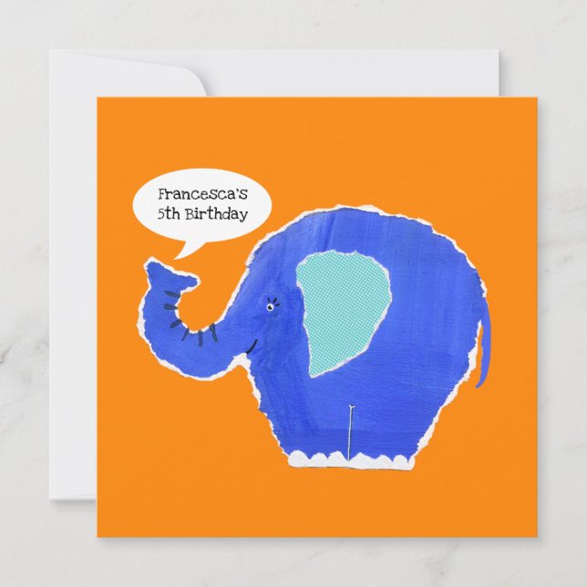 Personalized Elephant Birthday Invitation (Front)