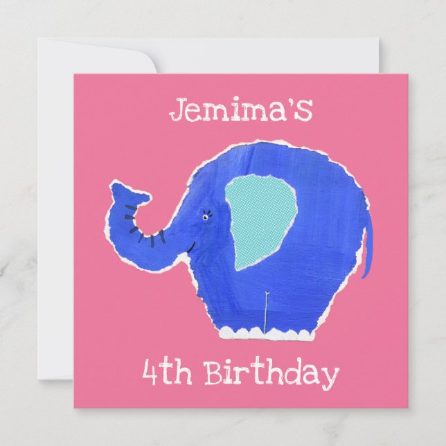 Personalized Elephant Birthday Invitation (Front)