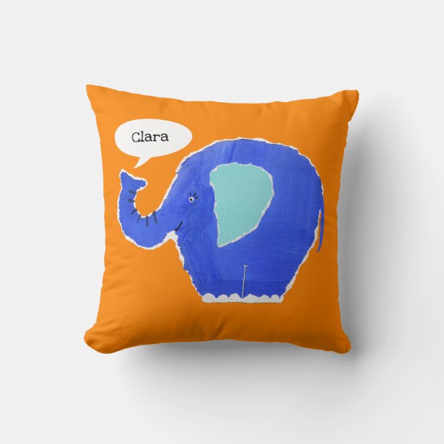 Personalized Elephant Cushion Pillow (Front)