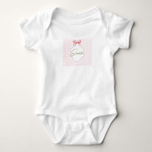 Personalized Elizabeth Baby Girl Nursery Gingham Baby Bodysuit