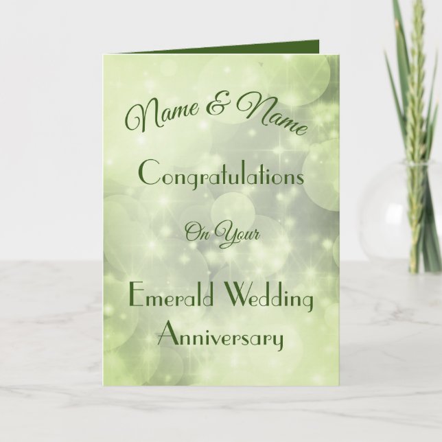 Personalized Emerald Anniversary Greeting Card. Card (Front)