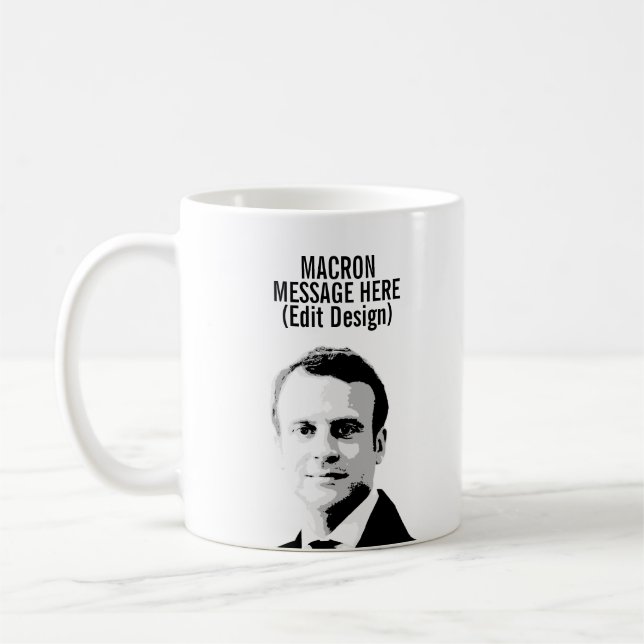 PERSONALIZED EMMANUEL MACRON COFFEE MUG (Left)