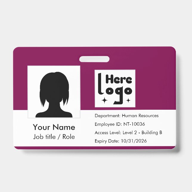 personalized employee ID badge with QR Code (Front)