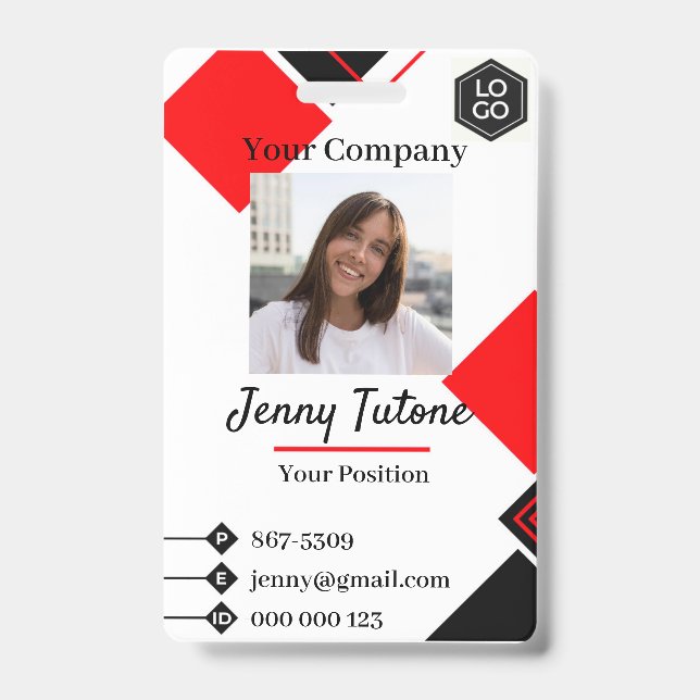 Personalized Employee Logo & Photo ID Badge (Front)