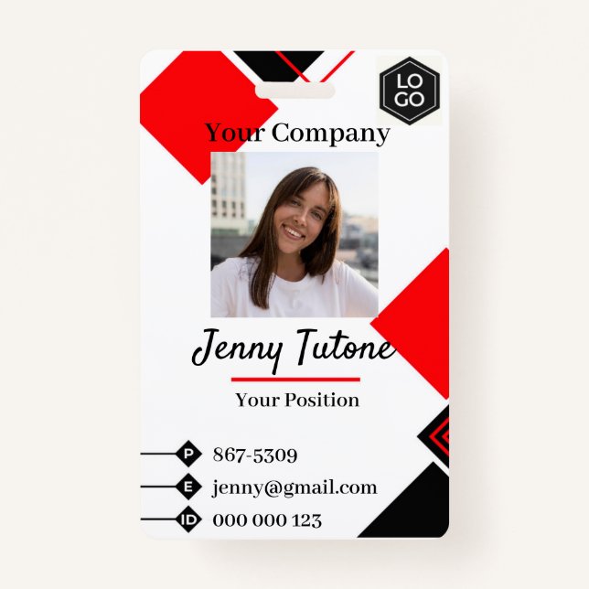 Personalized Employee Logo & Photo ID Badge (Front)