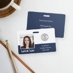 Personalized Employee Photo ID Company Security ID Badge<br><div class="desc">Personalize these horizontal badges with an employee photo and name, along with a template field for additional custom text for employee ID number, role or title, location, or other key data. Add your logo at the top. Additional custom text field located on the back for return information or other details....</div>