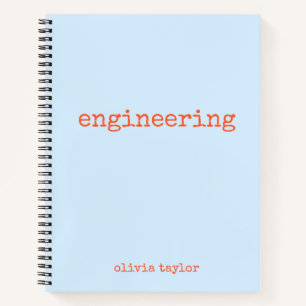 Personalized Engineering Graph Paper Blue Orange Notebook