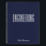 Personalized Engineering Graph Paper Simple Design Notebook<br><div class="desc">A cute,  trendy notebook to take to engineering class or for homework with a simple,  minimalist cover in pretty navy blue and space for the school subject and your name to be personalized.</div>