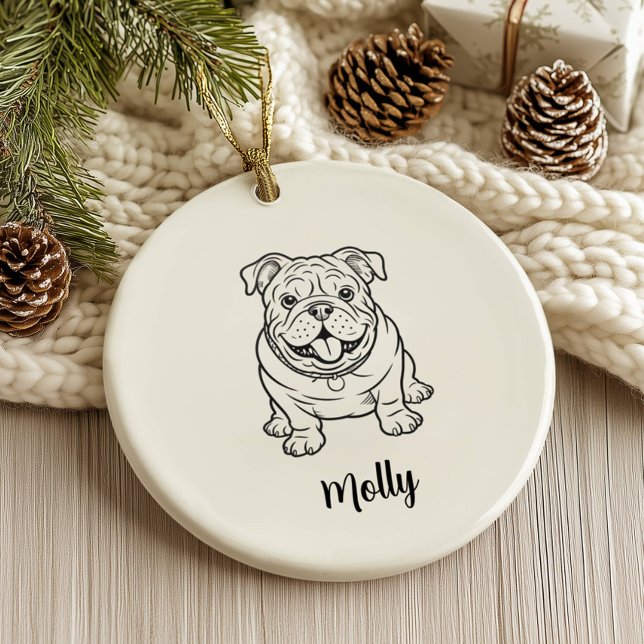 Personalized English Bulldog Dog Christmas Ceramic Tree Decoration (Creator Uploaded)