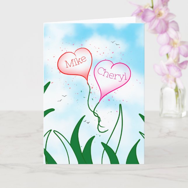 Personalized Entangled Hearts Valentine Card       (Orchid)