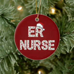 Personalized ER Nurse Christmas Gift Santa Trendy Ceramic Tree Decoration