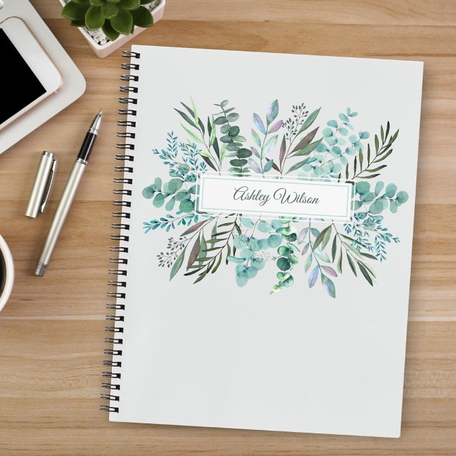 Personalized Eucalyptus Greenery Leaves Notebook (Creator Uploaded)