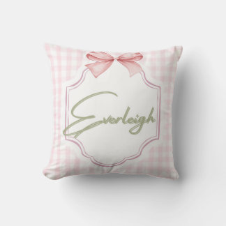 Personalized Everleigh Baby Girl Nursery Gingham Cushion