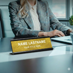 Personalized Executive Office Custom Gold Desk Name Plate
