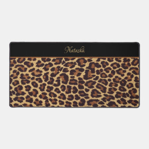 Personalized Exotic Faux Leopard Fur Print Desk Mat