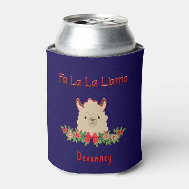 Personalized Fa La La Llama Christmas Can Cooler (Can Front)