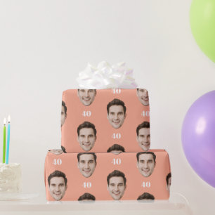 Personalized Face 10th 20th 30th 40 Birthday Party Wrapping Paper