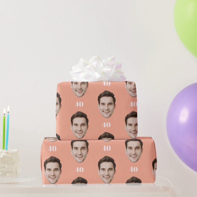 Personalized Face 10th 20th 30th 40 Birthday Party Wrapping Paper (Party Gifts)