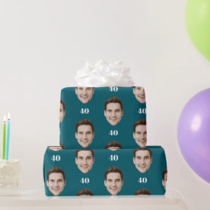 Personalized Face 10th 20th 30th 40 Birthday Party Wrapping Paper