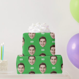 Personalized Face 10th 20th 30th 40 Birthday Party Wrapping Paper