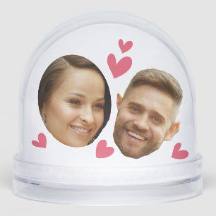Personalized Face Custom Photo With Heart Couple Snowglobe