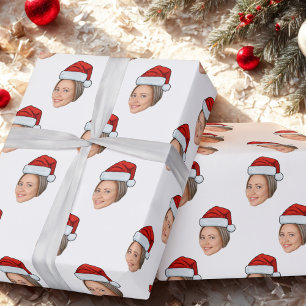 Personalized Face Photo Santa Hat Christmas Gift Wrapping Paper