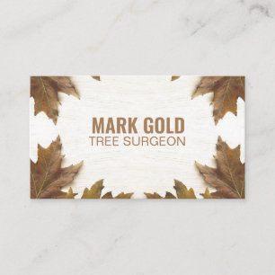 Personalized "Fallen Leaves on Wood" (American) Business Card