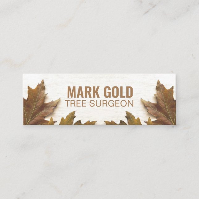 Personalized "Fallen Leaves on Wood" Social Media Mini Business Card (Front)