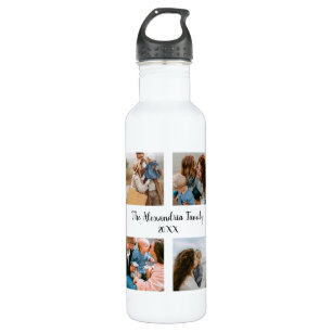 Personalized family 4 photo collage template 710 ml water bottle
