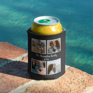Personalized family 4 photo collage template can cooler