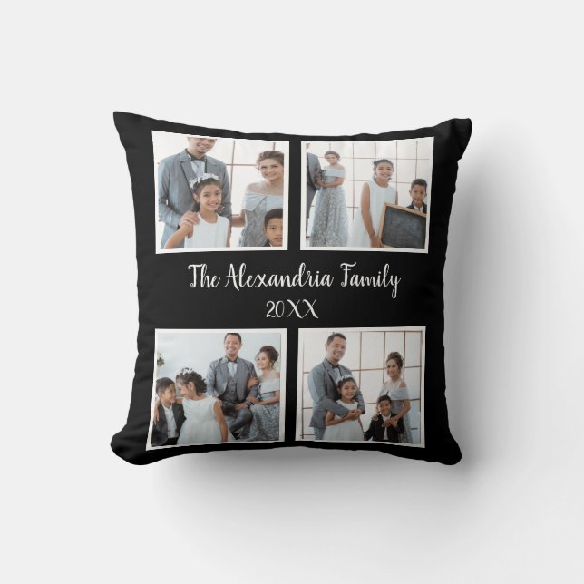 Personalized family 4 photo collage template cushion (Front)