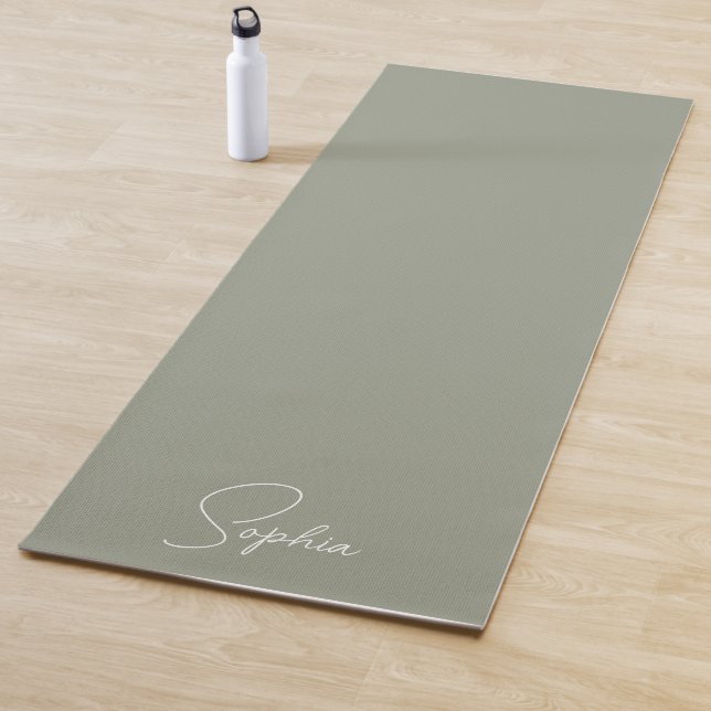 Personalized Family add your Name Boho Sage Green Yoga Mat (In Situ)