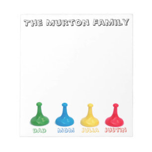 Personalized Family Board Game Pieces Notepad